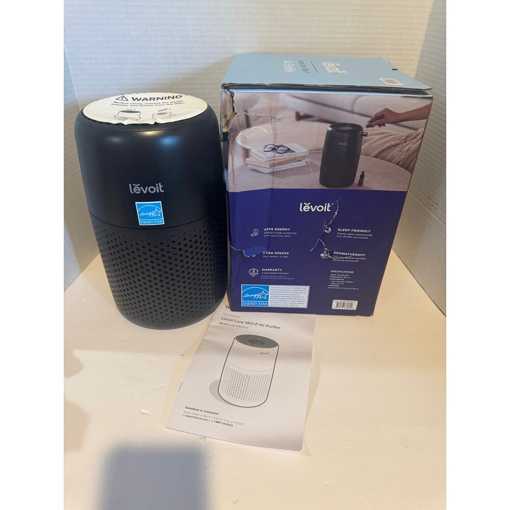Levoit Core Mini-P Air Purifier Black HEPA Compact Bedroom NIB distressed box